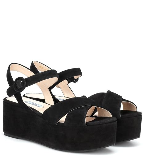 sandali neri prada|prada platform sandals.